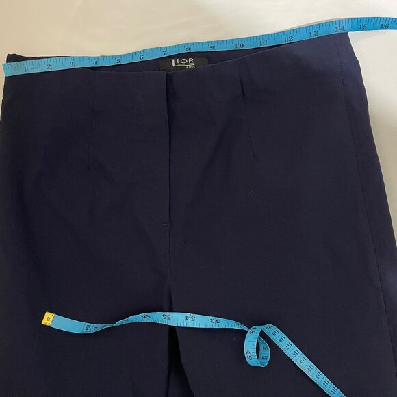 Lior Size 8 Navy Cropped Leg Slit Pull On Pants - Picture 7 of 8